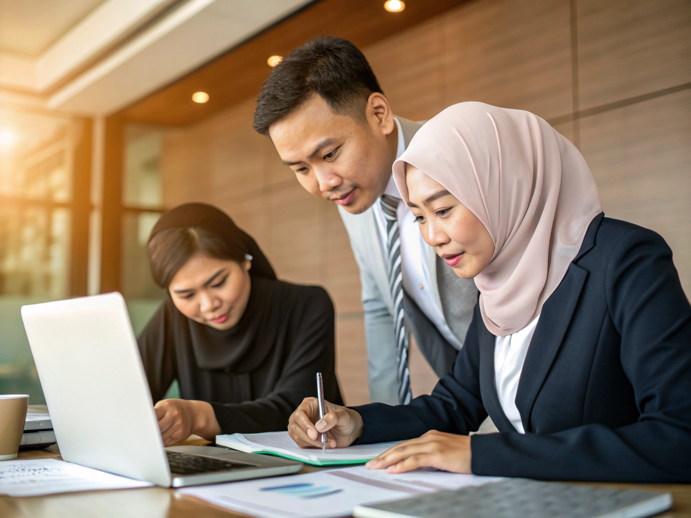 Indonesian professionals reviewing statutory compliance documents for Employer of Record
