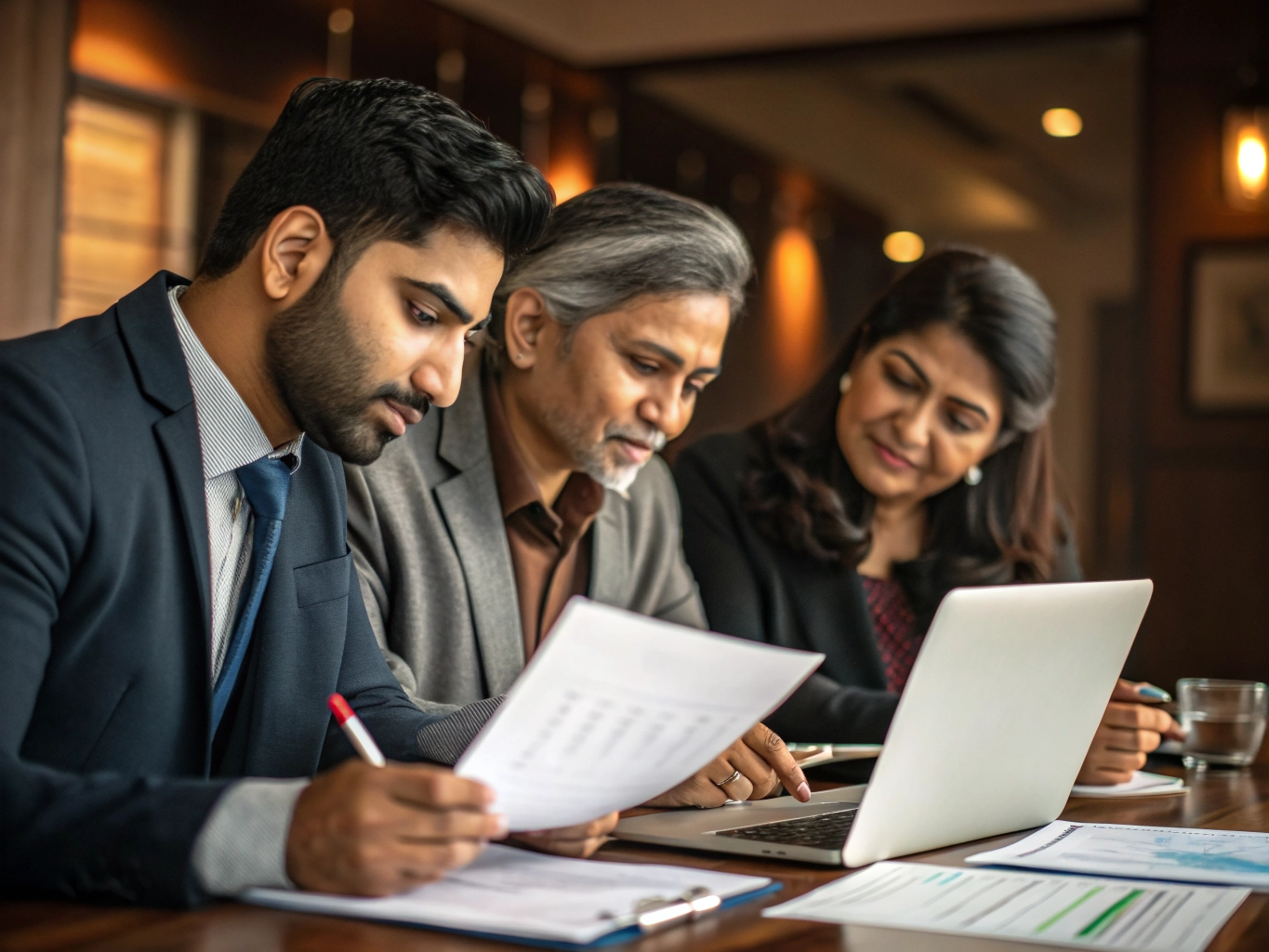 Indian professionals reviewing employment contract documents for Employer of Record