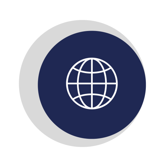 Globe icon representing step 1: tell us where you want to hire