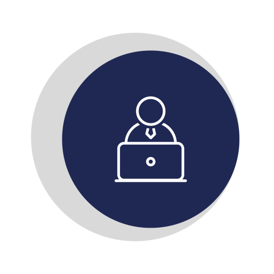 Employee at laptop icon representing step 3: employee starts working while Asiacruit handles administration